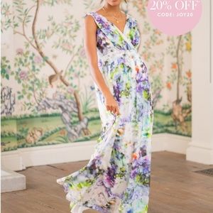 2 (UK 6) size 2 US maternity maxi formal silk dress by seraphine luxe